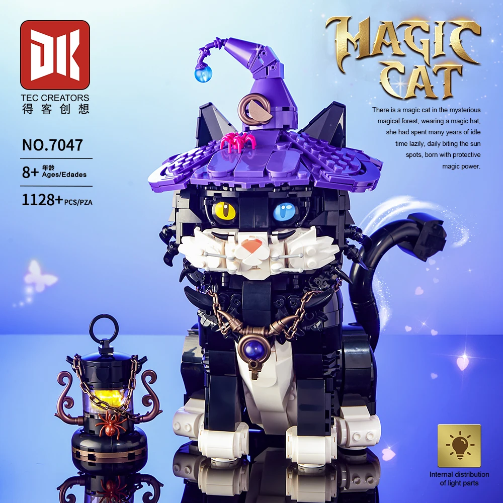 Creative new Christmas gift 7047 Magic Cat 1128 building blocks collectible exquisite ornaments hand-made educational toys