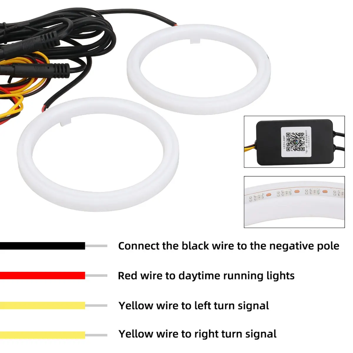 12V 24V Motorcycle RGB Angel Eyes Halo Rings Lights with Turn Signal Lights APP Bluetooth LED Motorcycle Retrofit DRL Headlight