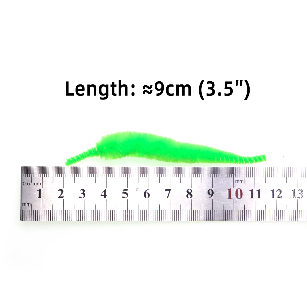 10 Stück 3,5 Zoll Fliegenbinden Mangums Micro Dragon Tail Soft Chenille für Hecht Mustky Streamer Baitfish Salzwasserfliegen Köder 10 Farben – Detail 2