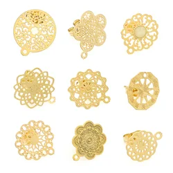 10Pcs Flower Stud Earring with Loop Fashion Earring Base ConnectorsEarring Needle Post Stoppers for DIY Jewelry Making