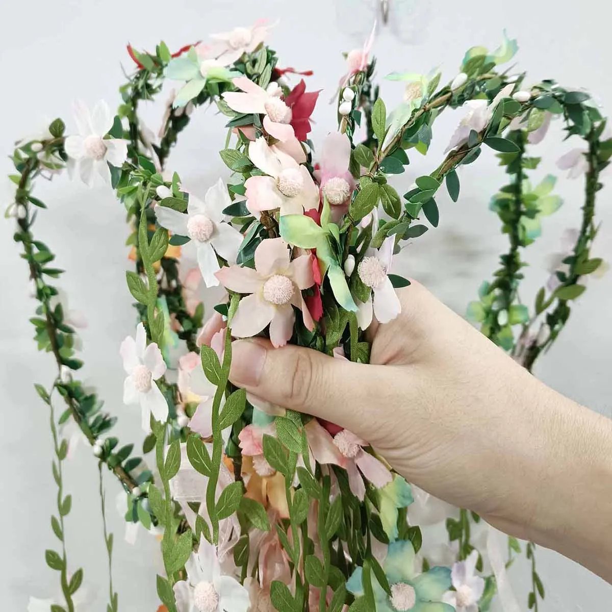 Богемная повязка на голову с короной из ротанга и цветком для невесты, свадебные аксессуары для волос, цветочный венок для девочек, повязка на голову, прически, головной убор