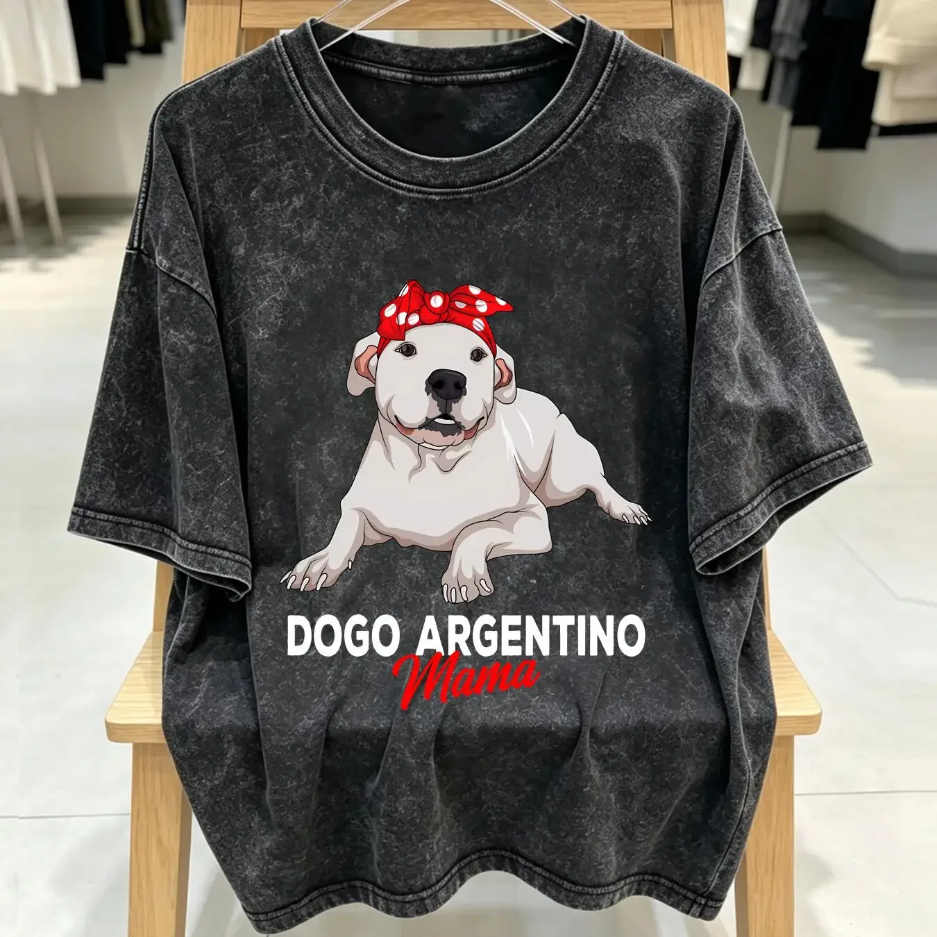 washed T Shirt Dogo Argentino Mama Dog Mom Funny Womens Pullover S 5XL vintage Washed Stylish Unisex graphic designer clothes