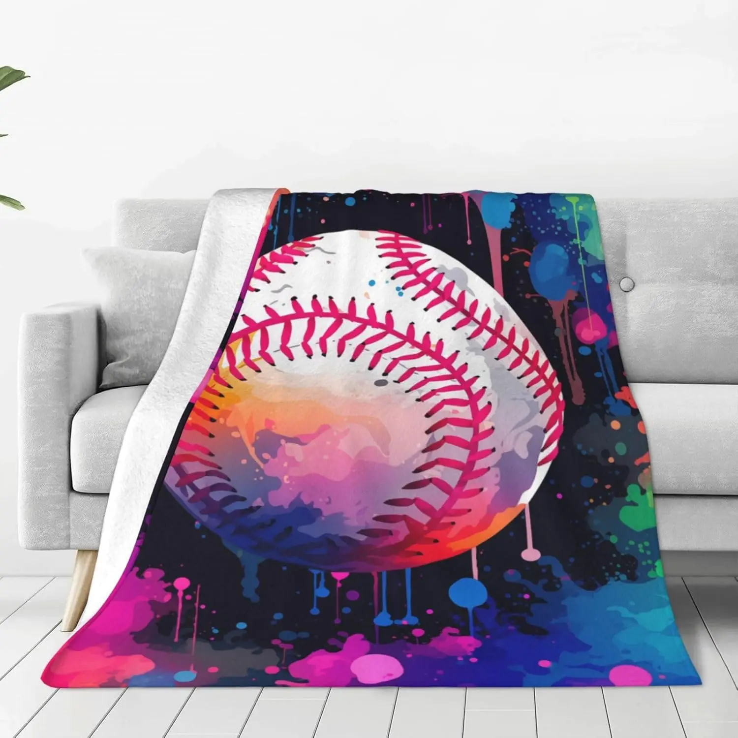 Baseball Adults Flannel Blanket  Plush Lightweight Warm Cozy Game Sport Blanket for Bed Couch Sofa Travel