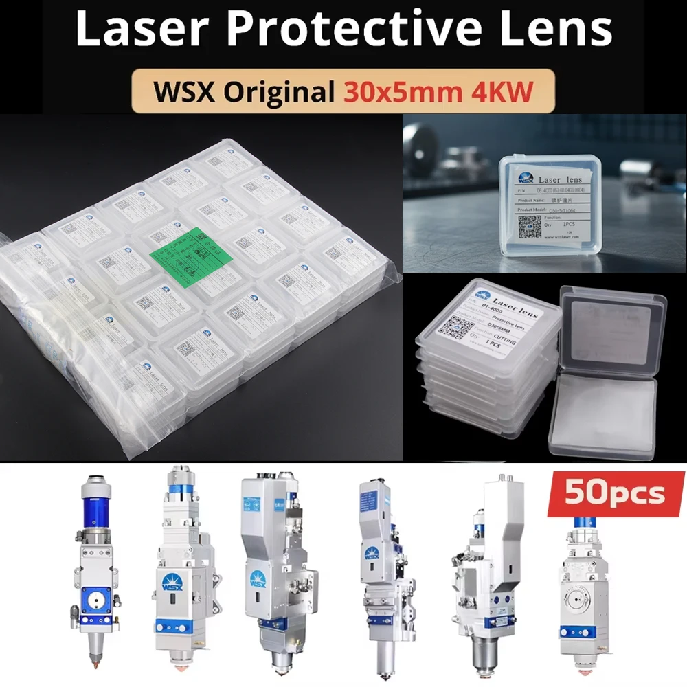 

50Pcs WSX Original Protective Lens 30x5mm 4KW Protective Windows Laser Ceramic Parts for WSX KC15 KC20 NC30 Laser Cutting Head