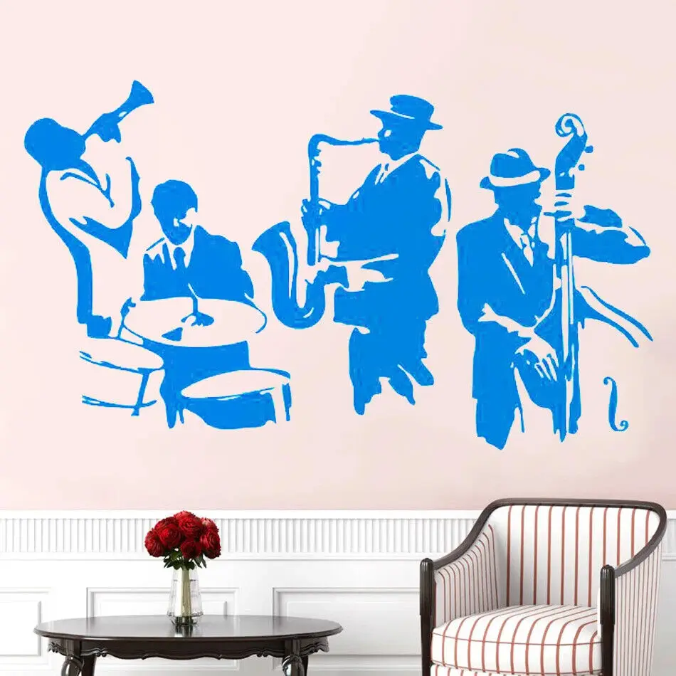 Wall Decal Jazz Saxophone Instrument Tool Band Musical Player Sticker Art Vinyl Drums Bass Wall Decal Vinyl Mural Adesivo WA-24