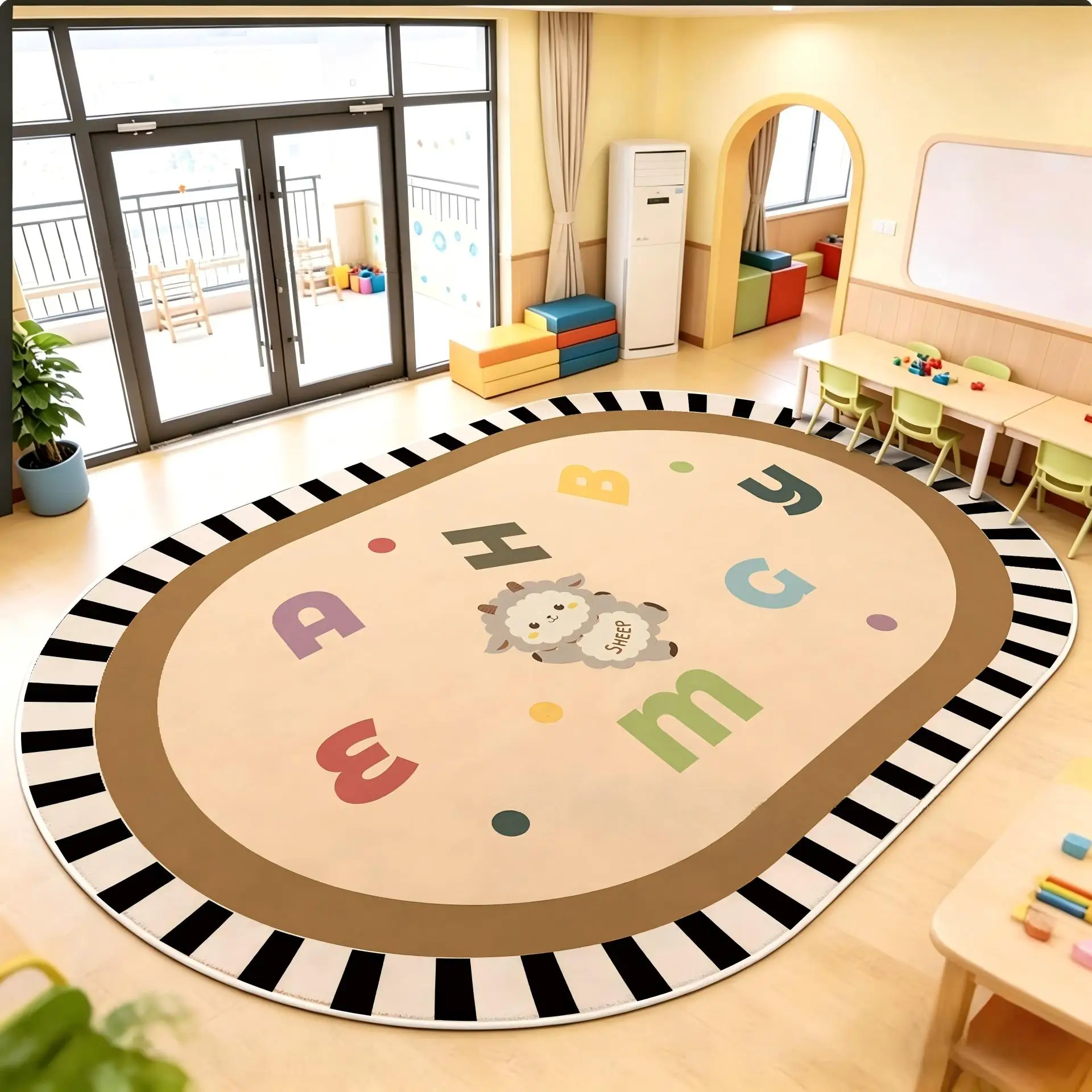 VIKAMA ABC Alphabet Letters Kids Play Mat, Educational Learning Rug, Non Slip Washable Soft Crystal Velvet Area Rug for Playroom
