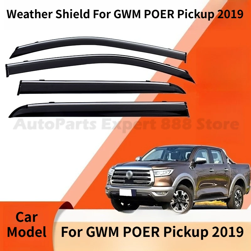 

Modification Parts Weather Shield For GWM POER Pickup 2019 Window Visor Rain Guard Deflector Windshield Rain Eyebrow Awning Trim