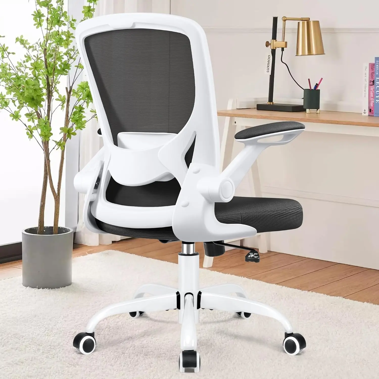 Ergonomic Office Chair, Breathable Mesh Desk Chair, Lumbar Support Computer Chair with Wheels and Flip-up Arms,Swivel Task Chair