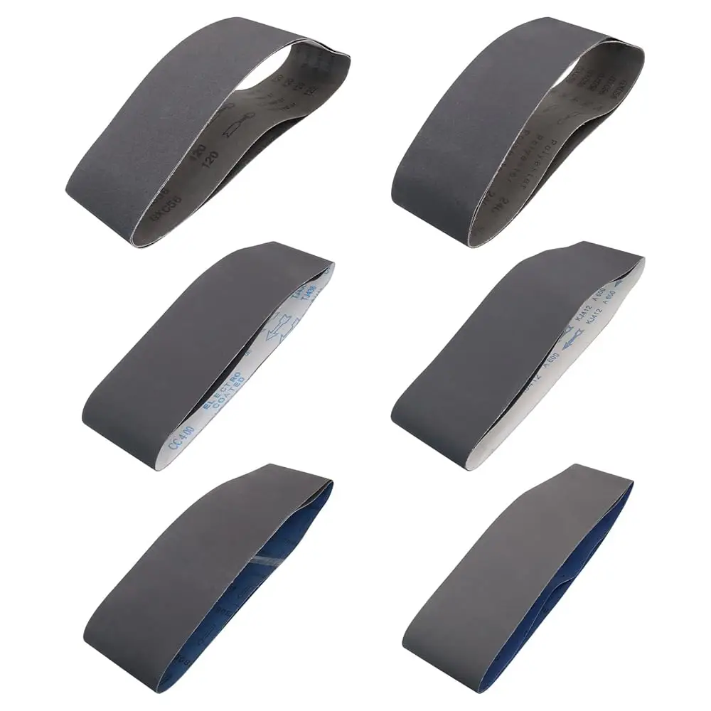 

12 Pack 4 x 36 Inch Sanding Belts- Silicon Carbide Knife Sharpening Sander Belts, 2 Pcs Each of 120, 240, 400, 600, 800, 100