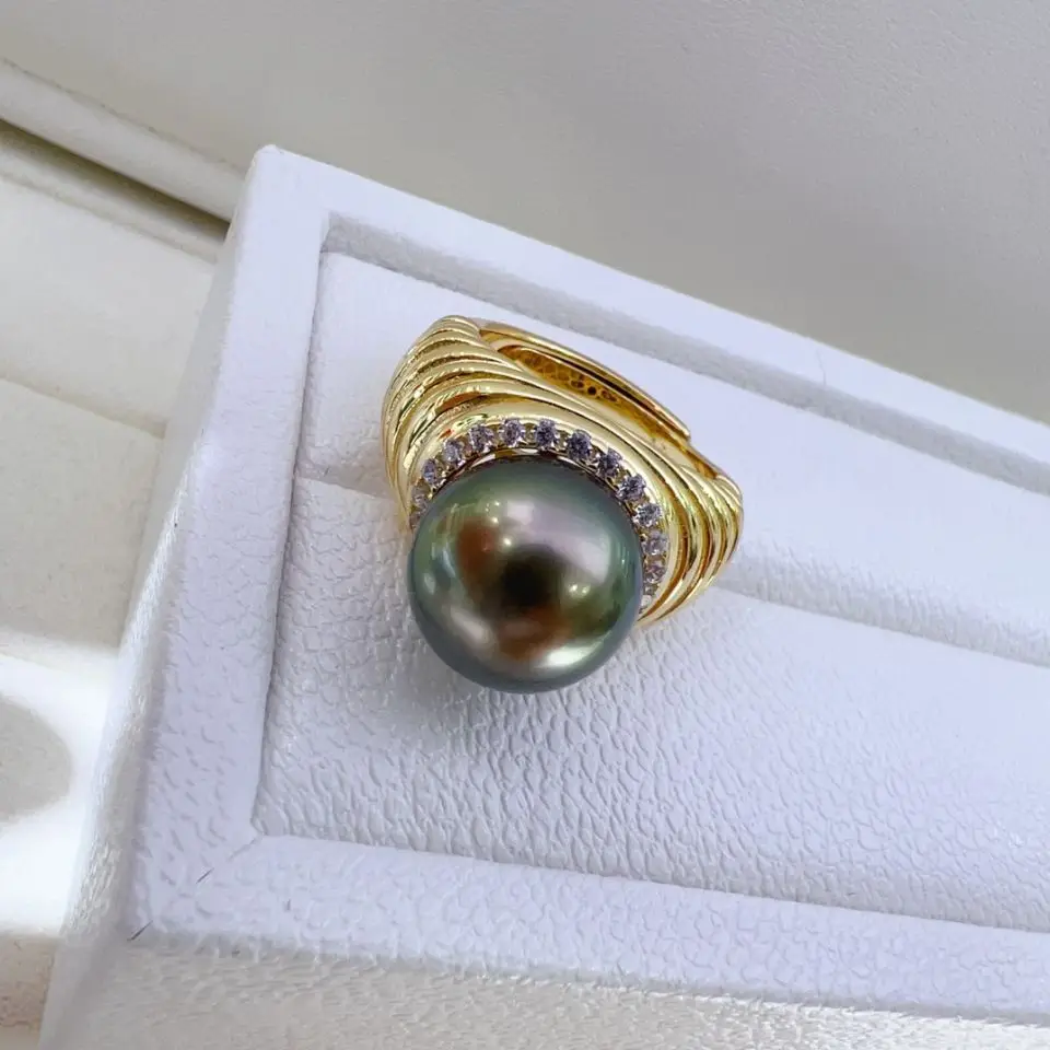 MeiBaPJ 11mm Natural Round Pearl Fashion Ring DIY Real 925 Sterling Silver Holder Fine Wedding Jewelry For Women