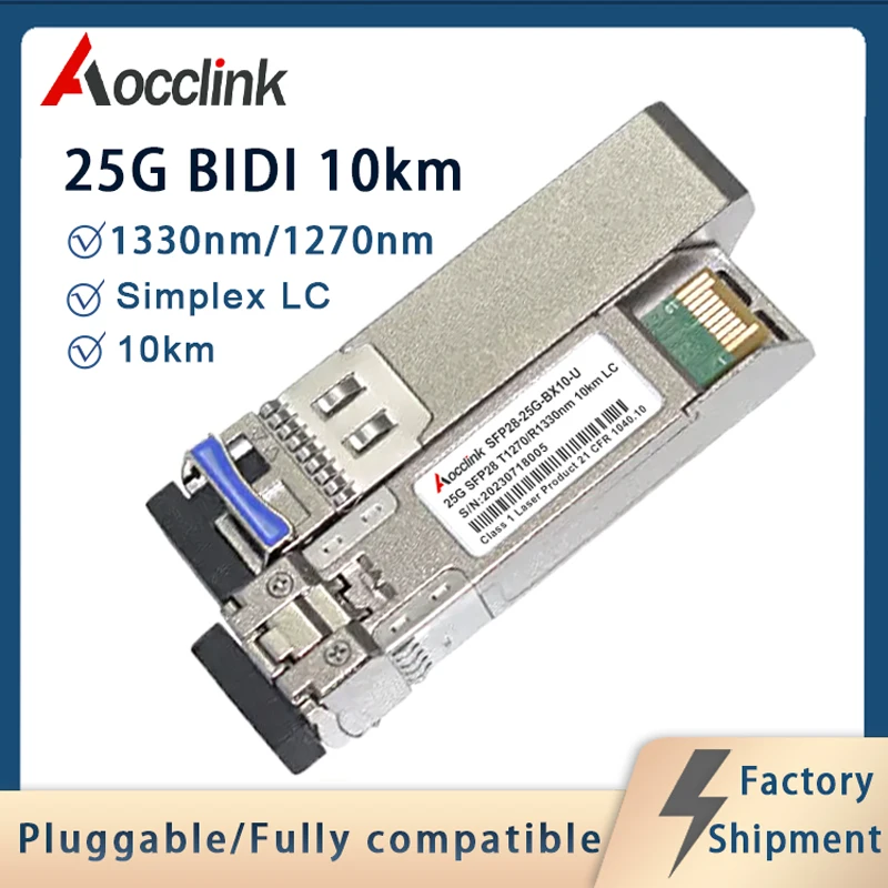 25G BIDI SFP28 10km 20km SingleFiber LC Bidirectional Optical Transceiver Module TX1270nm RX1330nm for Mikrotik DDM Support