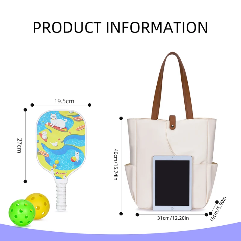 Pickleball Bag Racket Handbag Large Capacity Sports Shoulder Bags Multifunctional Pack Outdoor Fitness Tote with Paddle Pocket