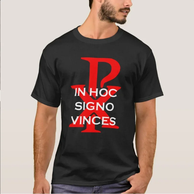 

In Hoc Signo Vinces - Ancient and Traditional Symbol of Catholicism T-Shirt 100% Cotton O-Neck Short Sleeve Casual Mens T-shirt