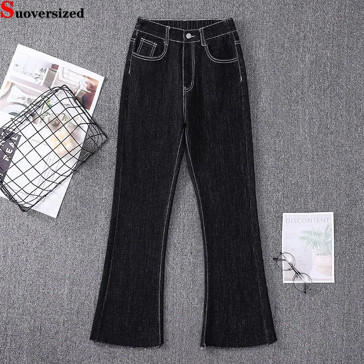 

Oversize Skinny Flare Jeans Korean Fashion CasuaL Vaqueros For 95 KG Spring Womens Baggy High Waist Straight Denim Pants