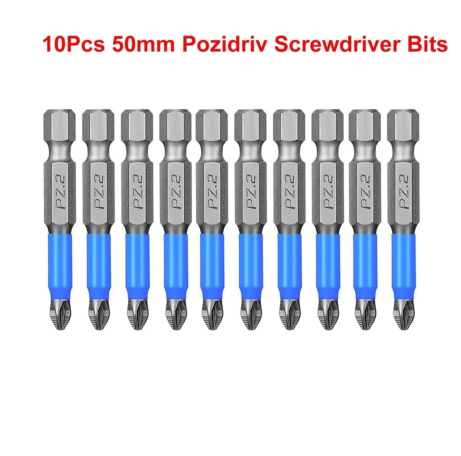 

10Pcs 50mm Screwdriver Bits Magnetic Pozidriv Cross Head Drill Bits 1/4 Inch Hex Shank PH2 PZ2 Screwdriver Set