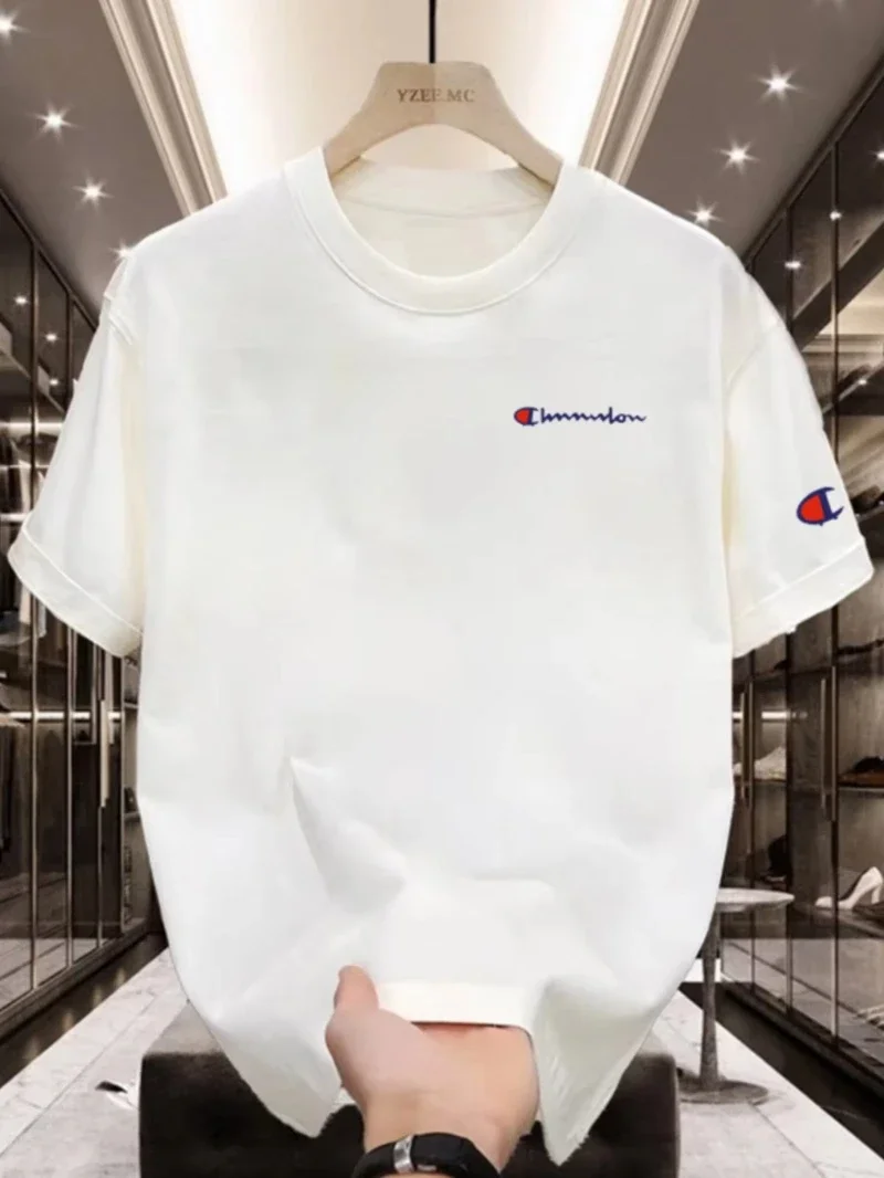 2026 summer new high neck neutral casual versatile round neck short sleeved print T-shirt light luxury