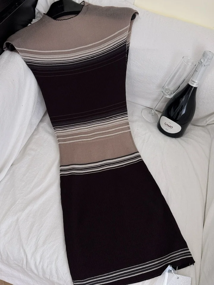 Hoge elastische kleur Blo gebreide Me Sve Dr dames zomer slim fit en rok hoge taille Koreaanse Sle woon-werkverkeer