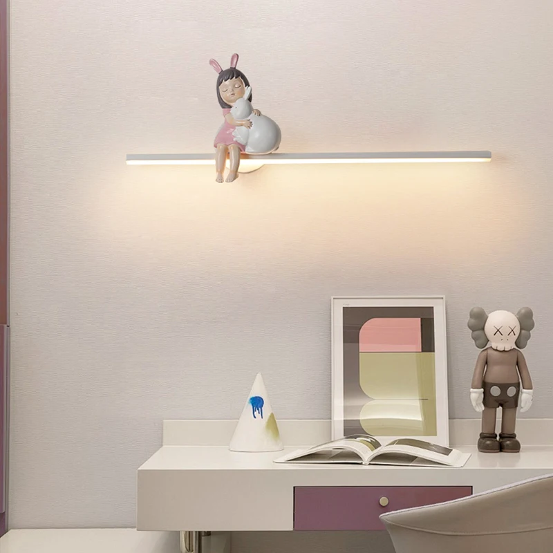 2026 Magnetic Wall Lamp Princess Room Pink Wall Light 60cm 80cm 100cm Bedroom Reading Lights Wiring-free Rechargeable Wall Lamp