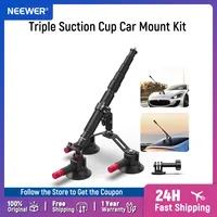 NEEWER Kit de montaje para coche con Triple ventosa y adaptador para cámara de acción, palo de Selfie con poste de extensión 2 en 1 para GoPro Insta360 CA065
