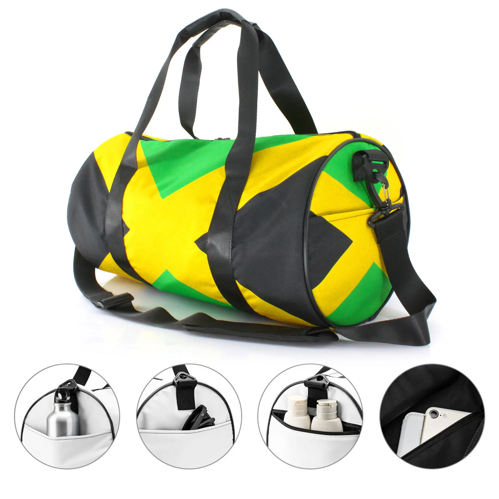 Duffel Bag Gym Bag for Men Women Lightweight with Inner Pocket for Travel Sports Swimming Fitness Shoulder Strap Jamaica Reggae