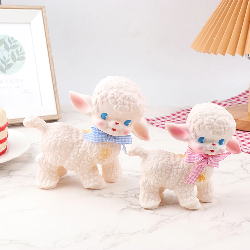 Retro Classic Plastic Sheep Doll Cute Girl Sweetheart Voice Animal Gift Model Lamb Static Desk Room Home Accessories Ornaments