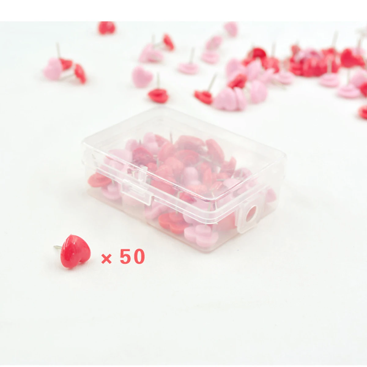 

50pcs Heart Shaped Thumb Tacks Push Pins Decorative Drawing Pin for Cork Board Office School Creative Design Bulletin Board