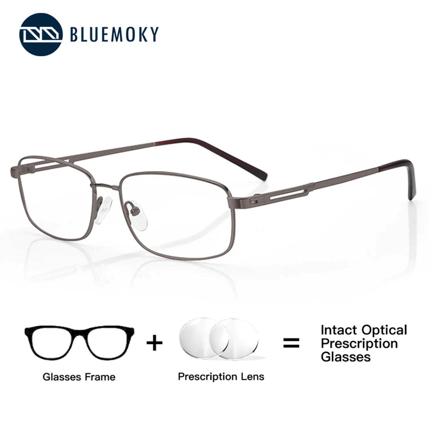 BLUEMOKY Ultralight Flexible Metal Prescription Glasses Men Reading Myopia Rectangle Computer Optical Eyeglasses