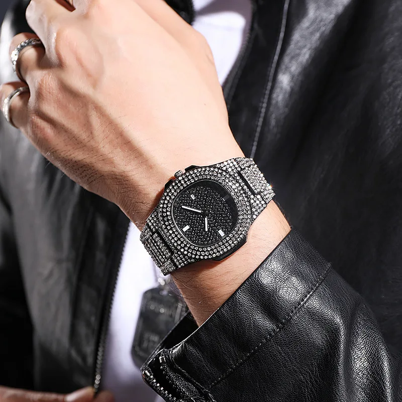 MAYZHISU Women Watch Light Luxury Full Diamond Women Quartz Wristwatch Stainless Steel Waterproof Female Clock Ladies Watch