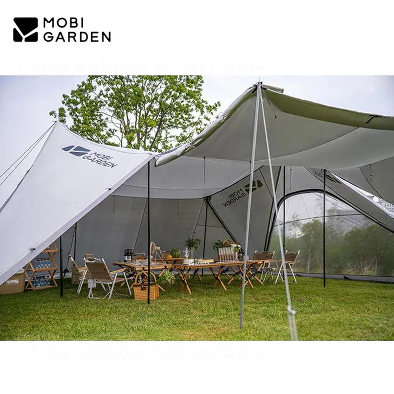 Mobi Garden 12-16 Persons Super Large Area Outdoor Sun Shelter 150D Oxford Cloth Water Proof Sunshade Travel Dinner Party 48㎡