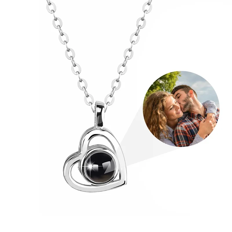 Personalisierte Projektions-Halskette mit Bildaufdruck, Herzanhänger, Erinnerungsfoto-Schmuck, Valentinstagsgeschenk für Sie – Detail 9