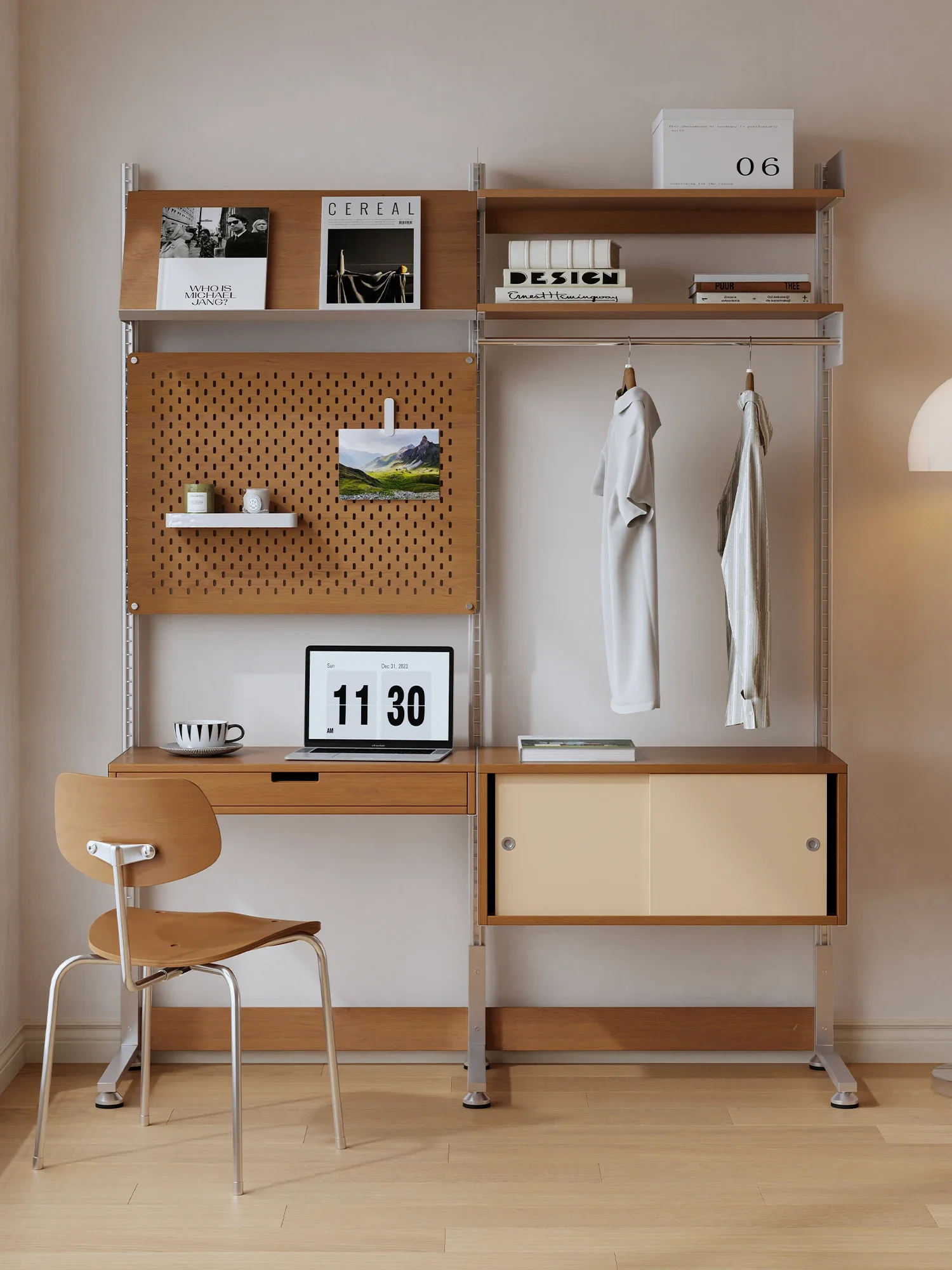 Unit retro wall system no punching shelf floor bookshelf living room partition rack baffle