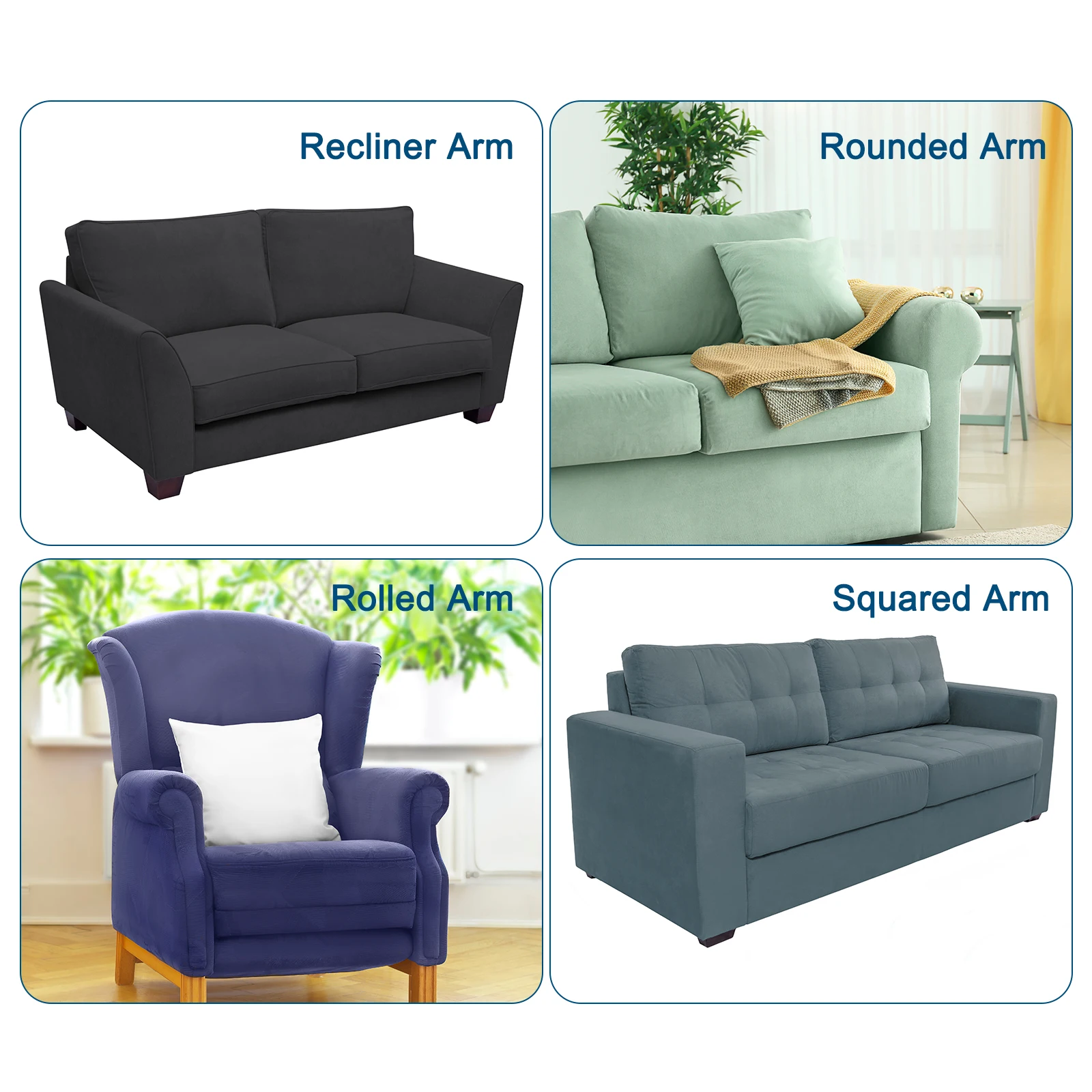2pcs Stretch Armrest Covers Couch Arm Covers with Twist Pin Protector Slipcovers Dustproof for Chairs Sofa Office Home