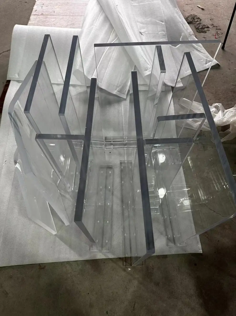 

Customizable transparent acrylic island table legs coffee table rock slab