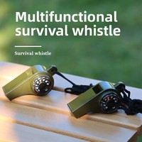 New 3 in 1 Camping Hiking Emergency Survival Whistle with Compass,Thermometer,Outdoor Whistle Camping Tools ArmyGreen Color