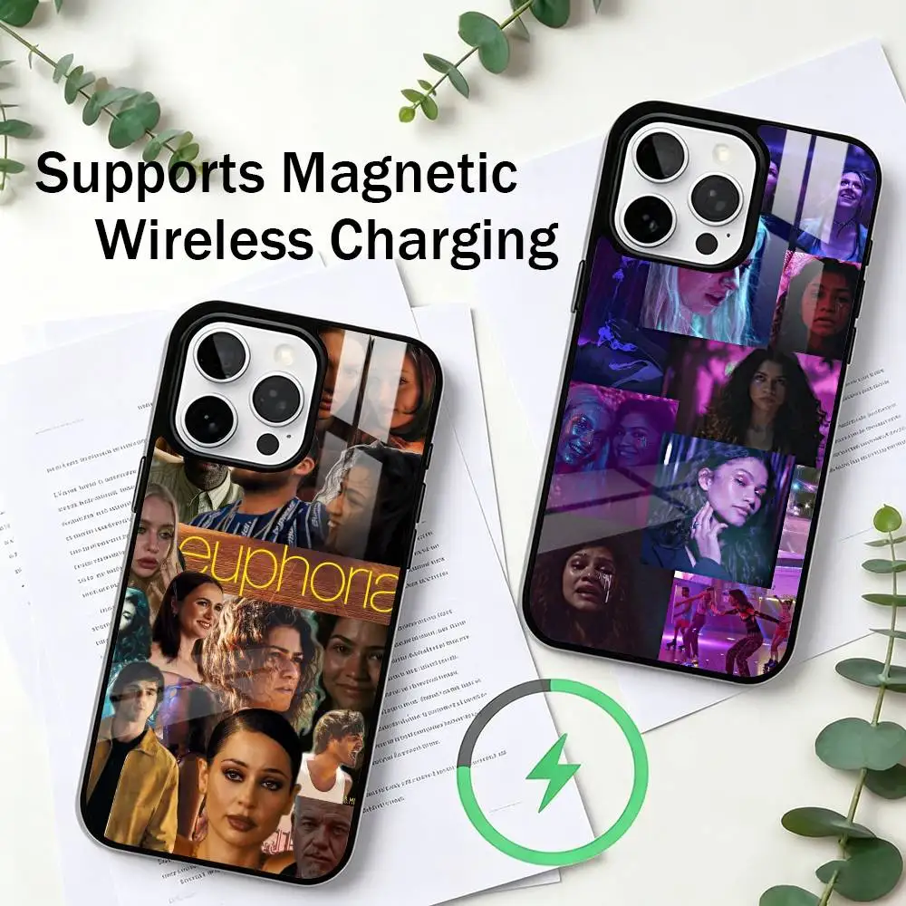 Coque de téléphone Fashion TV Show E-Euphoria Season pour iPhone 17, 16, 15, 14, 13, 12, 11 Plus, Pro, compatible avec la charge magnétique sans fil