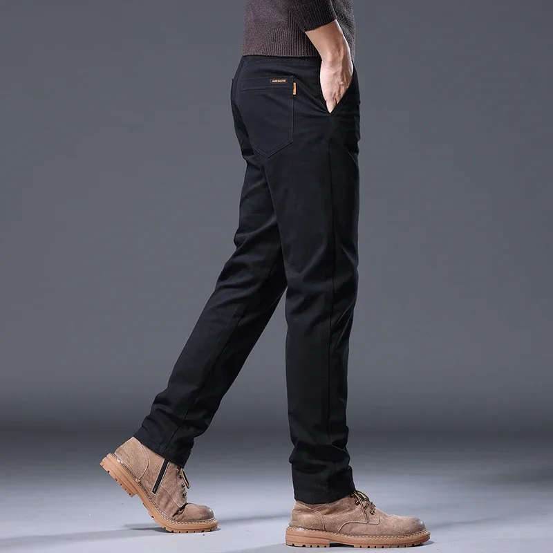 97% cotton, men's solid color business casual slim pants  breathable, sweat-wicking, stretchable men's straight trousers.28-38