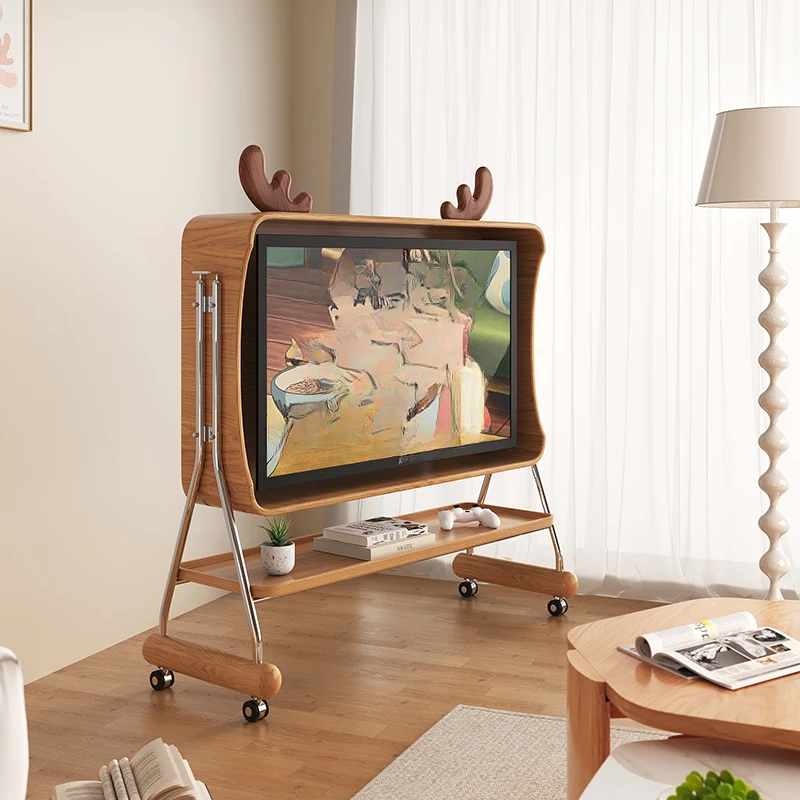 

TV bracket small apartment living room bedroom 43/55/65 inch retro floor removable high TV cabinet