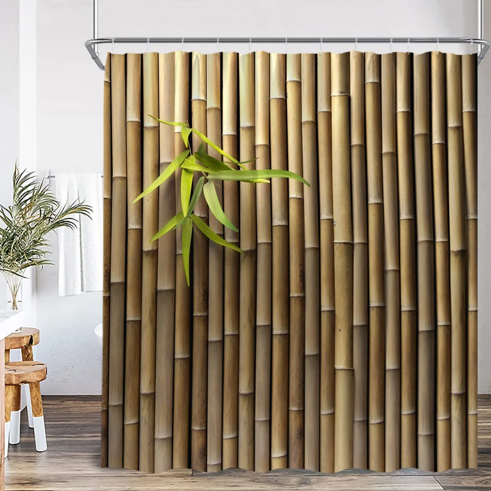 

Zen Green Bamboo Buddha Shower Curtain Stone Lotus Water Candle Stone Asian Japanese Spa Bath Curtain Fabric Bathroom Decor