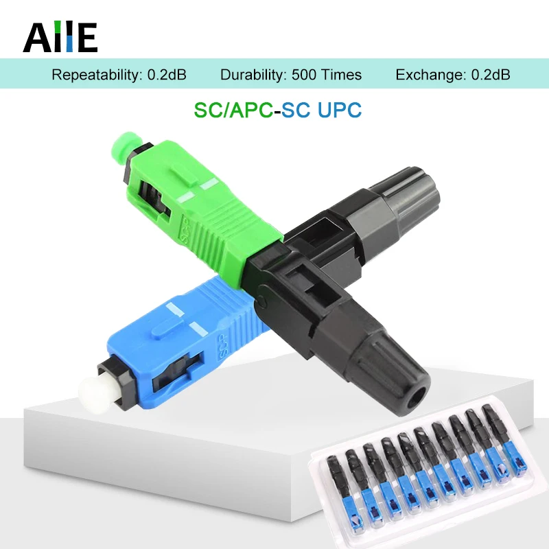 50-400pcs Optical Fiber Quick SC APC Connector SM Single-mode Fiber Optic Fast Connector SC UPC Adapter FTTH Tool Free Shipping