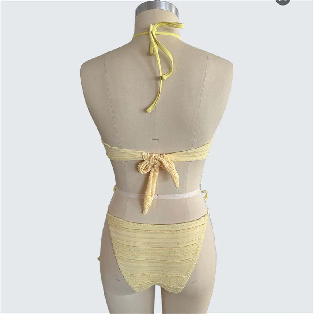 S - XXL Sexy Neckholder-Badeanzug mit Falten und Ausschnitten, einteilig, Damen-Bademode, gepolstert, hoher Beinausschnitt, Badeanzug, Badebekleidung, V7562 – Detail 11