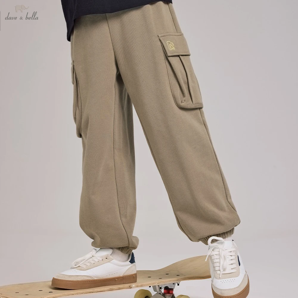 Dave Bella Children Autumn Knitted Cargo Pants Boys Spring Elastic Waist Trousers Casual Sports Jogger Trousers DK3262920