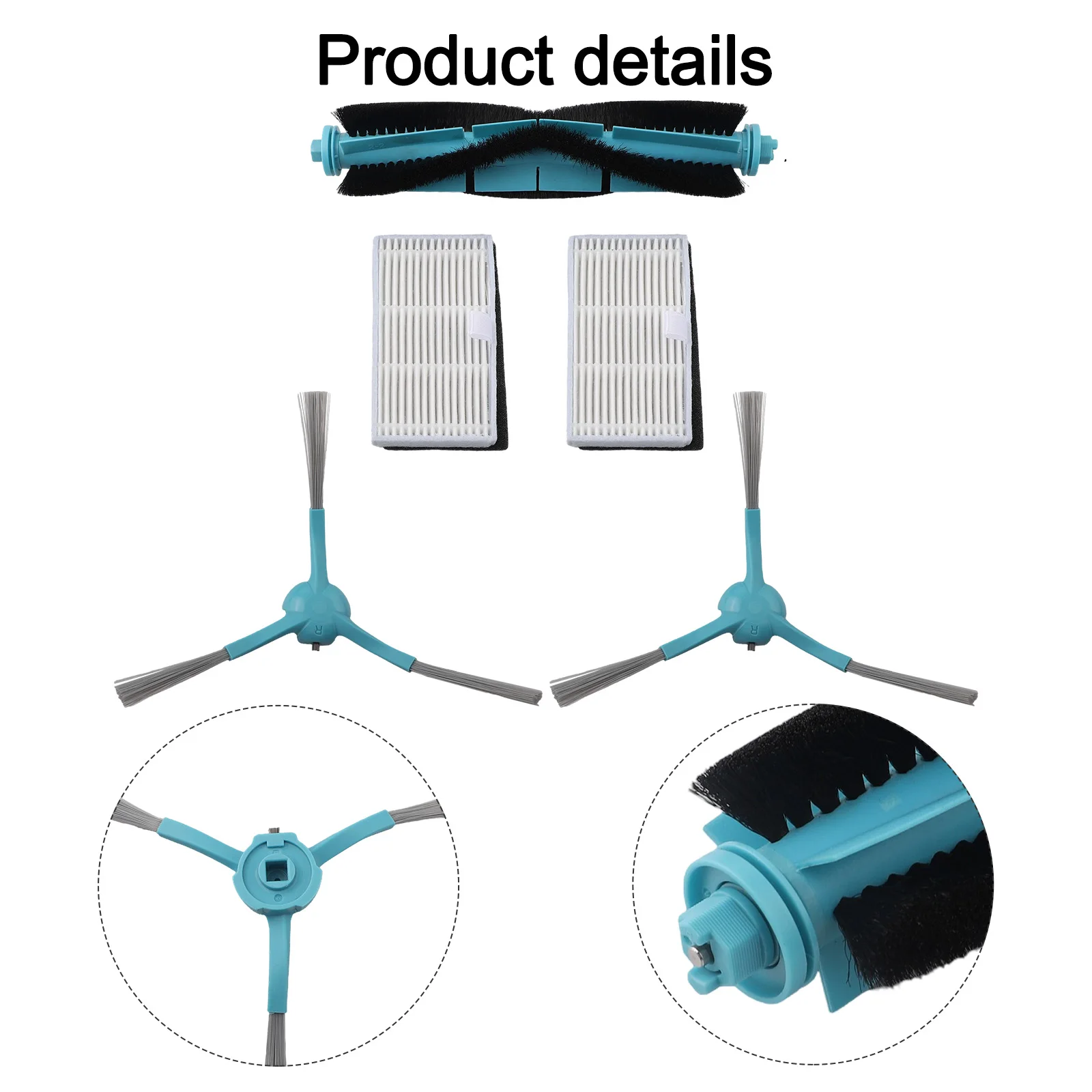 مجموعة فرش التنظيف كما هو موضح قطع الغيار، أداء طويل الأمد، ملحقات متوافقة مع الفرش الجانبية للفرشاة الرئيسية