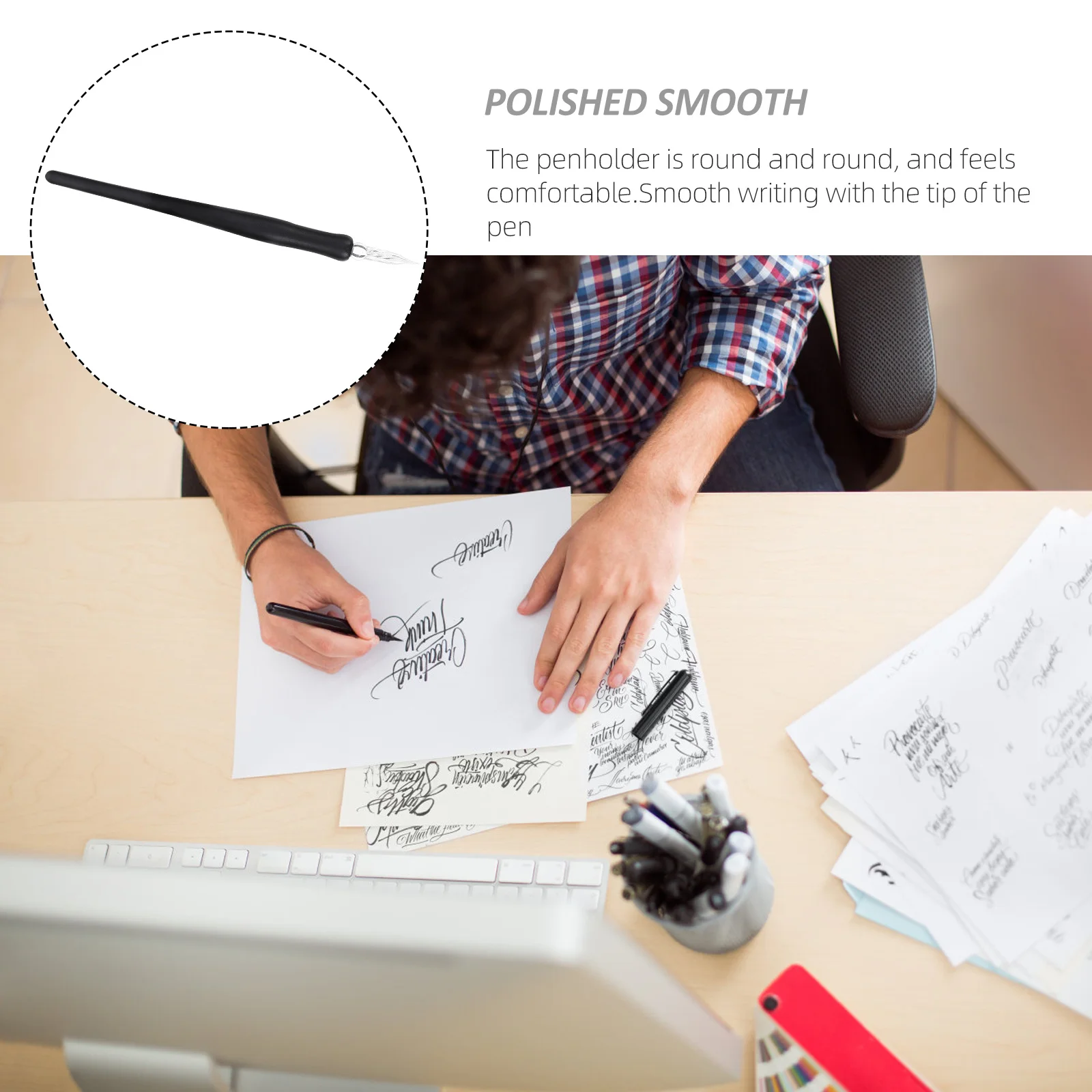 

1Pcs Calligraphy Dip Pen Glass Durable Vintage Glass Dip Pen Wood Handle Artistic Writing Supplies for Drawing Signature Office