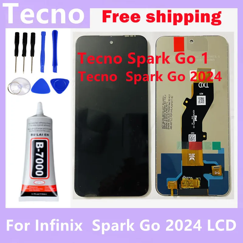 high quality  6.6\'\' Original For Infinix  Spark Go 2024  LCD Display Screen Touch Panel Digitizer For Tecno Spark Go 1 KL4 Frame