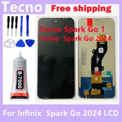 high quality  6.6'' Original For Infinix  Spark Go 2024  LCD Display Screen Touch Panel Digitizer For Tecno Spark Go 1 KL4 Frame