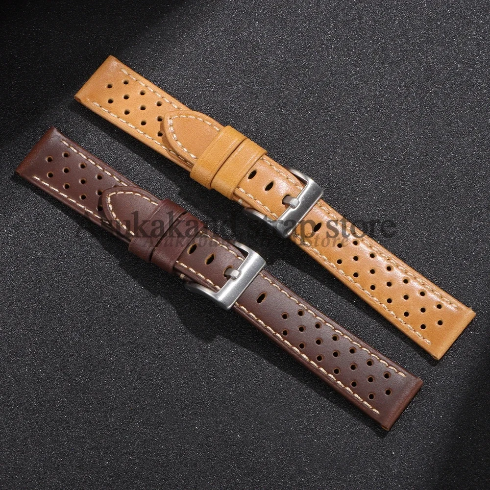 18mm 20mm 22mm 24mm Genuine Cowhide Leather WatchStrap Soft Breathable Wristband for Tissot for Seiko Watch Band Men Women strap