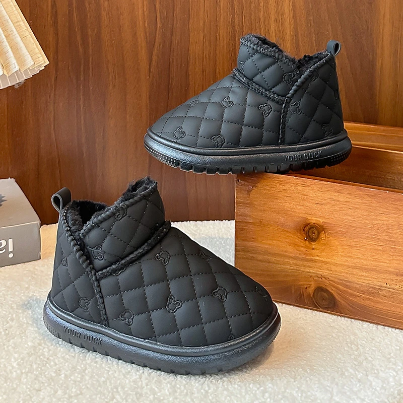 الأطفال أحذية الثلوج 1-18 سنة الكاكي مبطن سميكة الفتيان الفتيات أحذية قطنية الوردي مقاوم للماء عدم الانزلاق لينة أحذية أطفال طويلة الرقبة