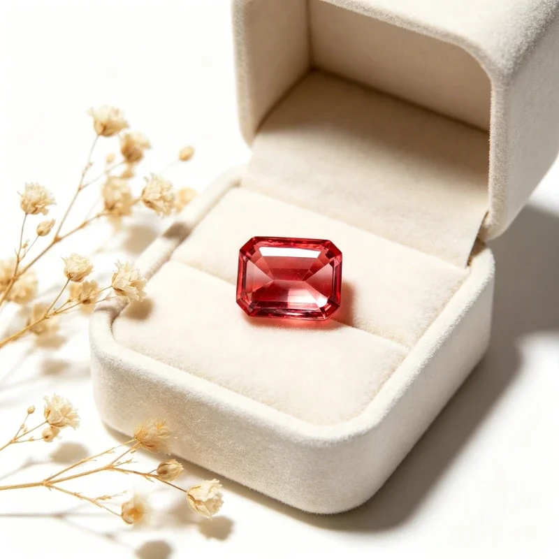 Artificial Sapphire Padparadscha Fire Lotus Color Emerald Shape Certificate Selectable