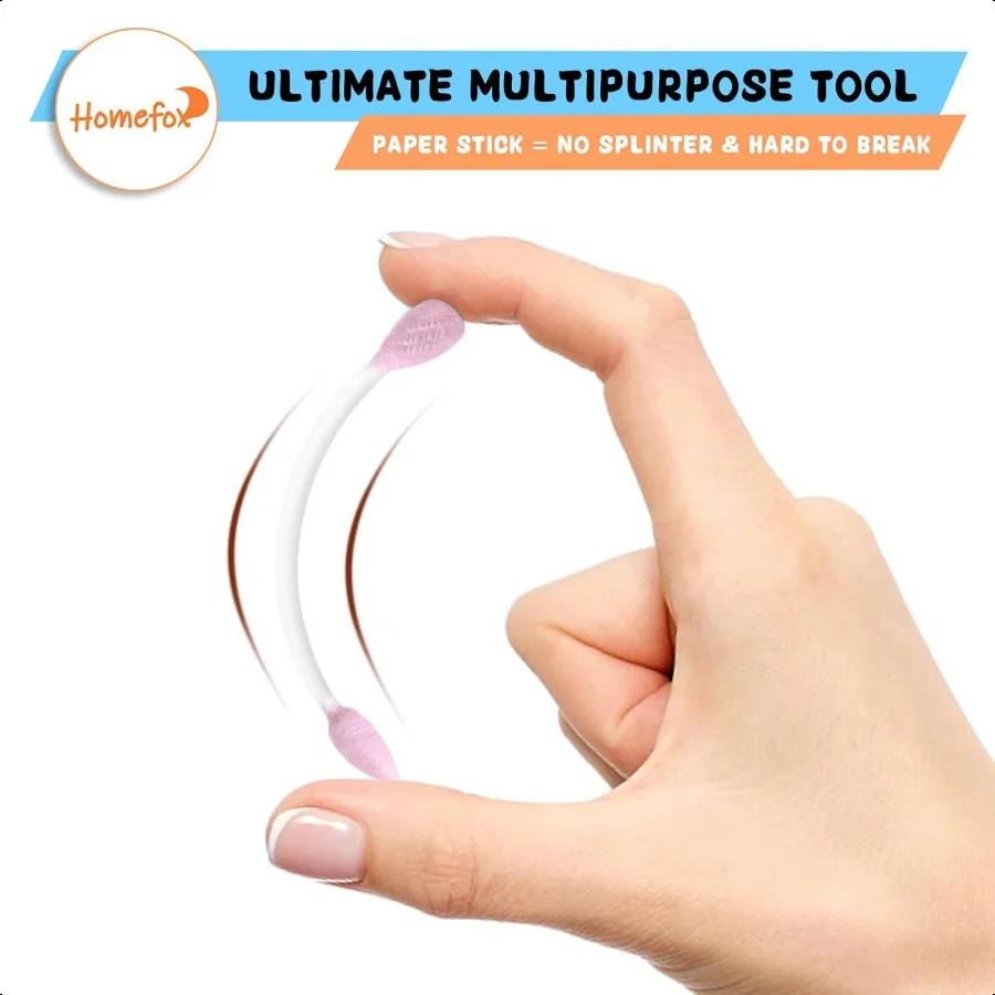 Pink Cotton Swabs Flattened Pointed 250 Count Organic XL Cotton Bud Double Side Tight Firm Wounded Precision Extra Large Cotton