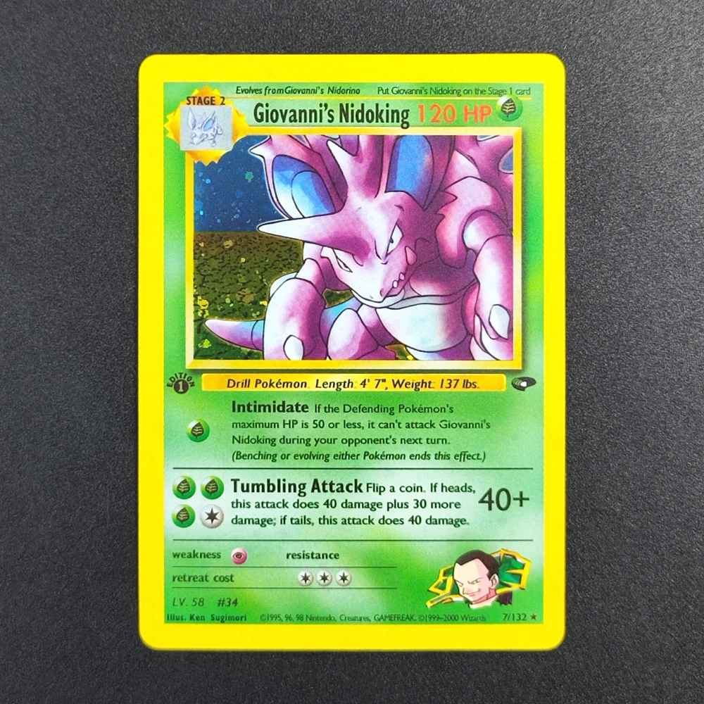 

Коллекционная карта DIY Proxy Pokemon TCG Pocket Card 2000 P.M. Джовани Нидокинг 71, суперредкая, классическая, аниме-карта для игры, игрушка